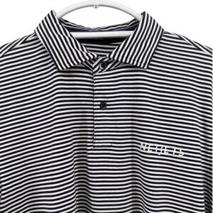F&G Tech Mens Striped Polo Shirt Short Sleeve "NETJETS" Embroidered Size M